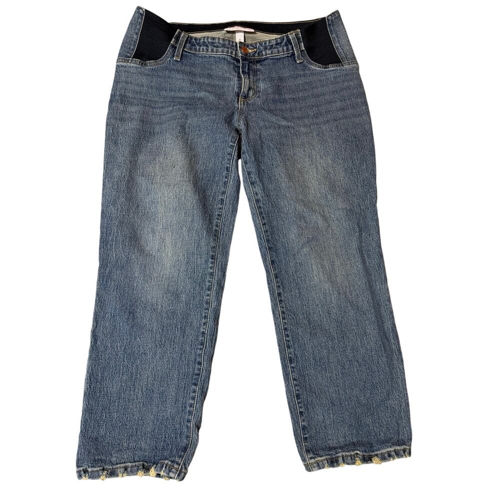 Isabel Maternity Vintage Straight Panel Medio Blue Jeans Size 10 Classic Mamma
